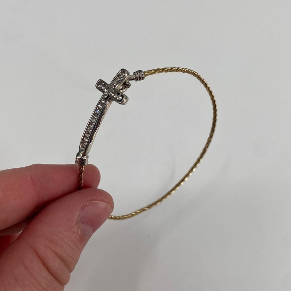 Cross goldtone cable bracelet